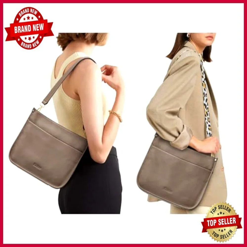 Leather Hobo Crossbody Bag with Adjustable Strap, 11.8x10.6 Inches